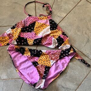 No Boundaries Pink and Black Bikini Set